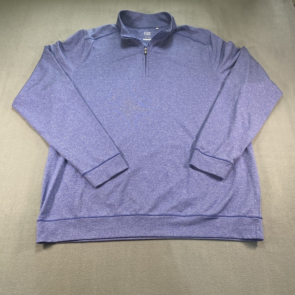 Cutter & Buck Mens CB DryTec Moisture Wicking Blue Quarter-Zip Pullover XL Tall‎